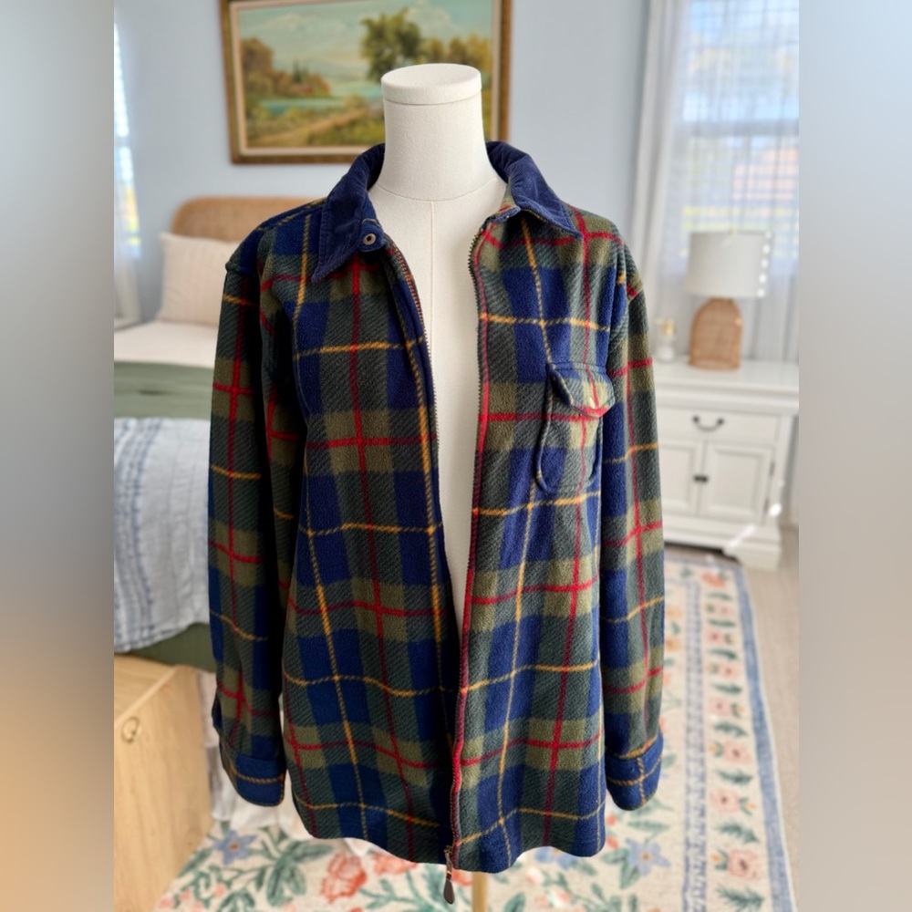 Vintage Plaid Fleece Shirt Jacket L